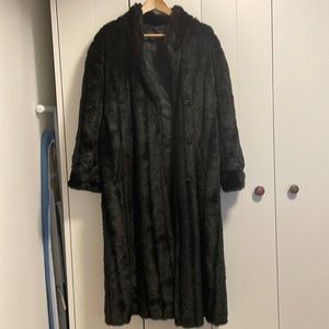 Vintage faux fur long black jacket